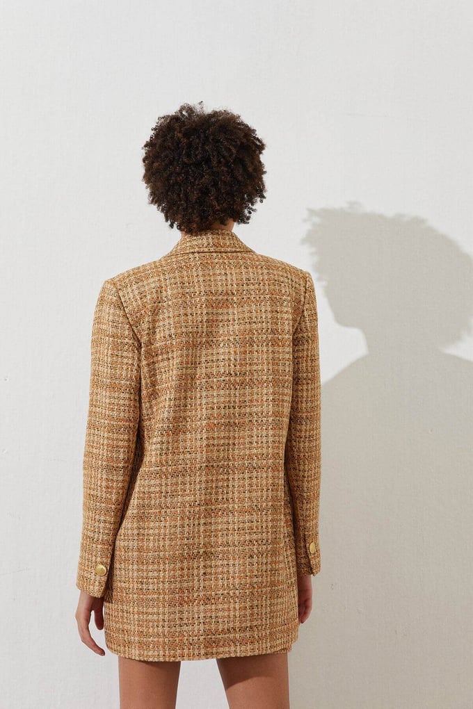 Dokulu Düğmeli Blazer