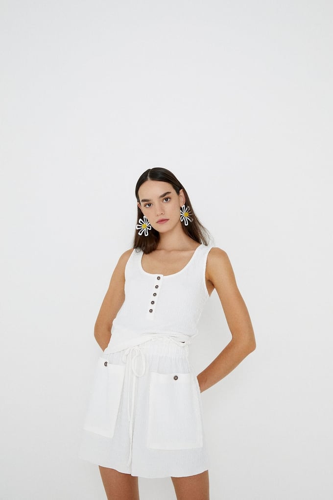 Dokulu Ekru Basic Bluz