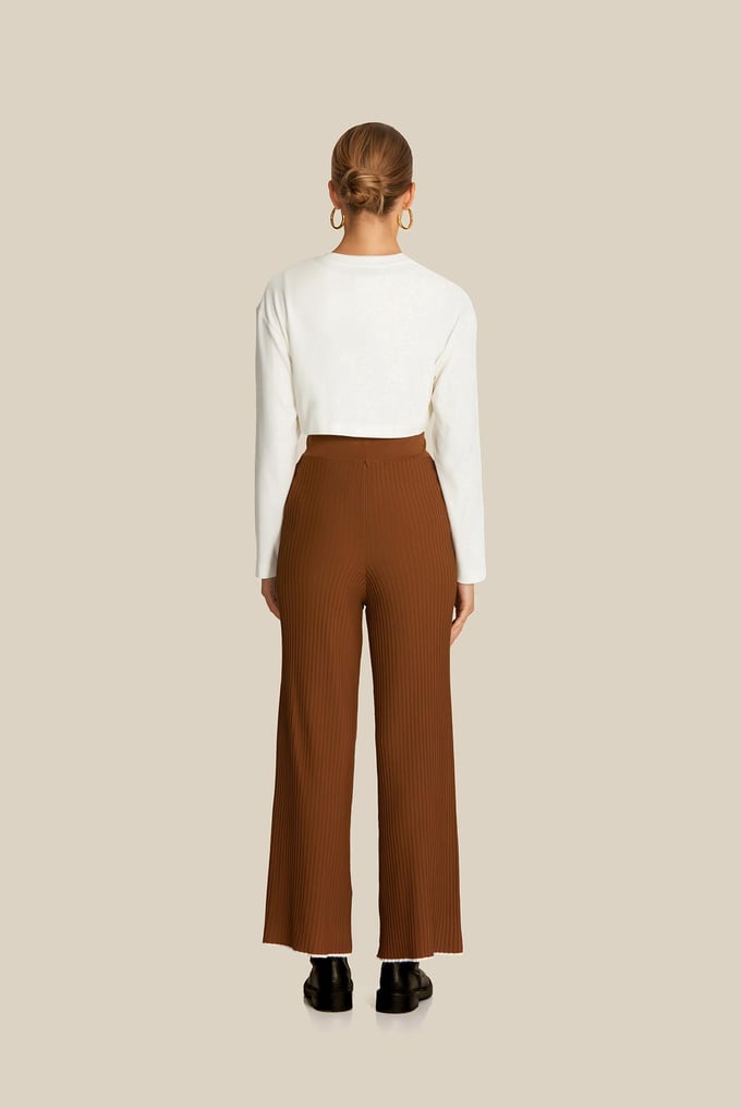 Flowy Camel Knit Pants