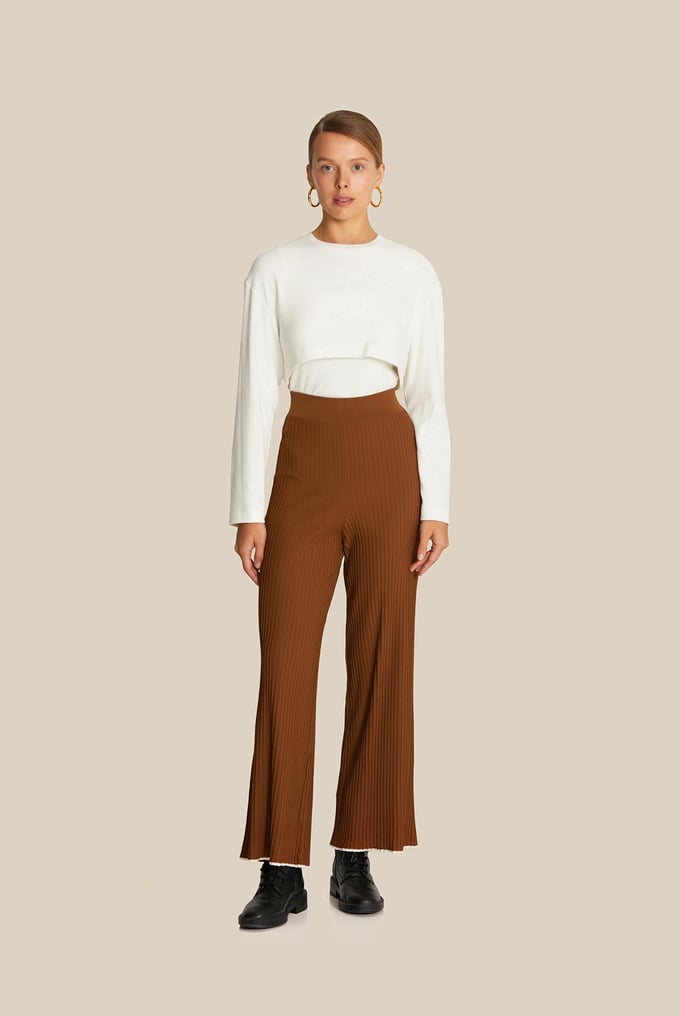 Flowy Camel Knit Pants