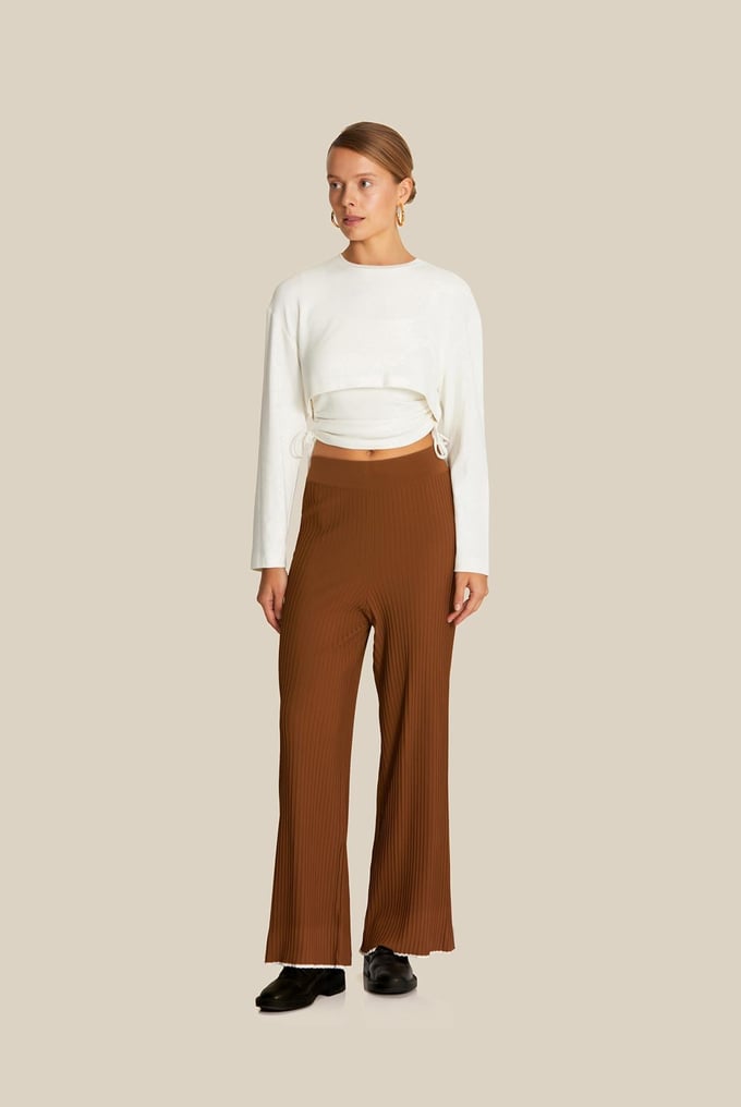 Flowy Camel Knit Pants