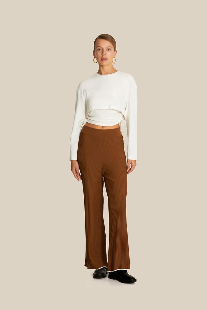 Flowy Camel Knit Pants