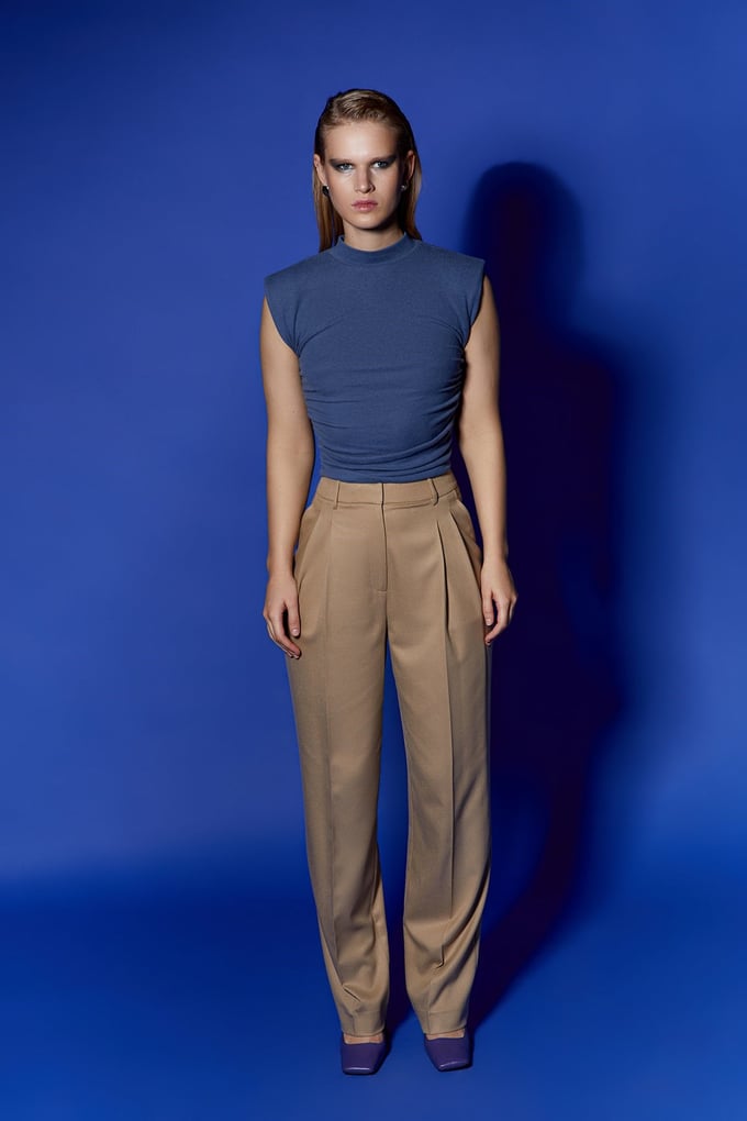 Drape Detaylı İndigo Basic Top
