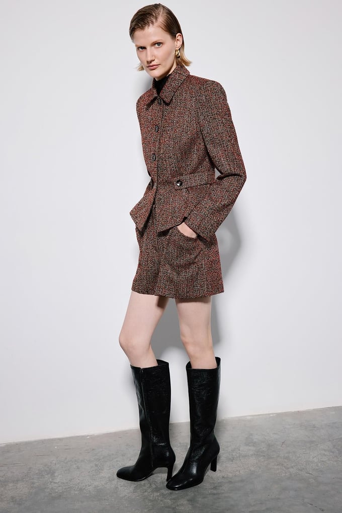 Multicolor Tweed Blazer With Button Detail