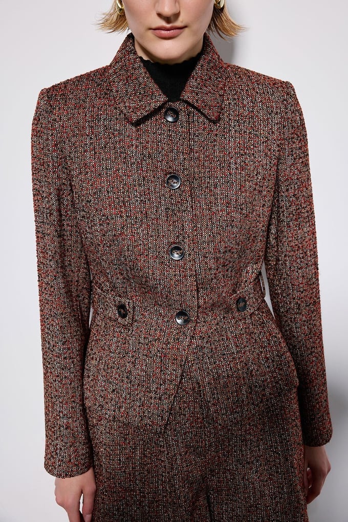 Multicolor Tweed Blazer With Button Detail