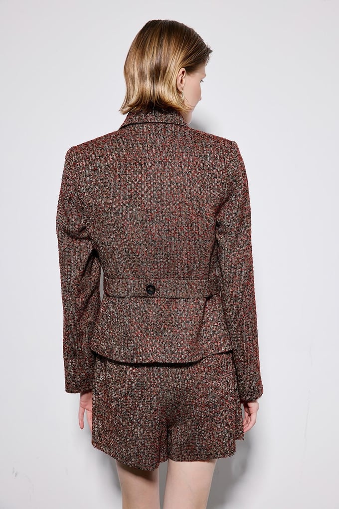 Multicolor Tweed Blazer With Button Detail