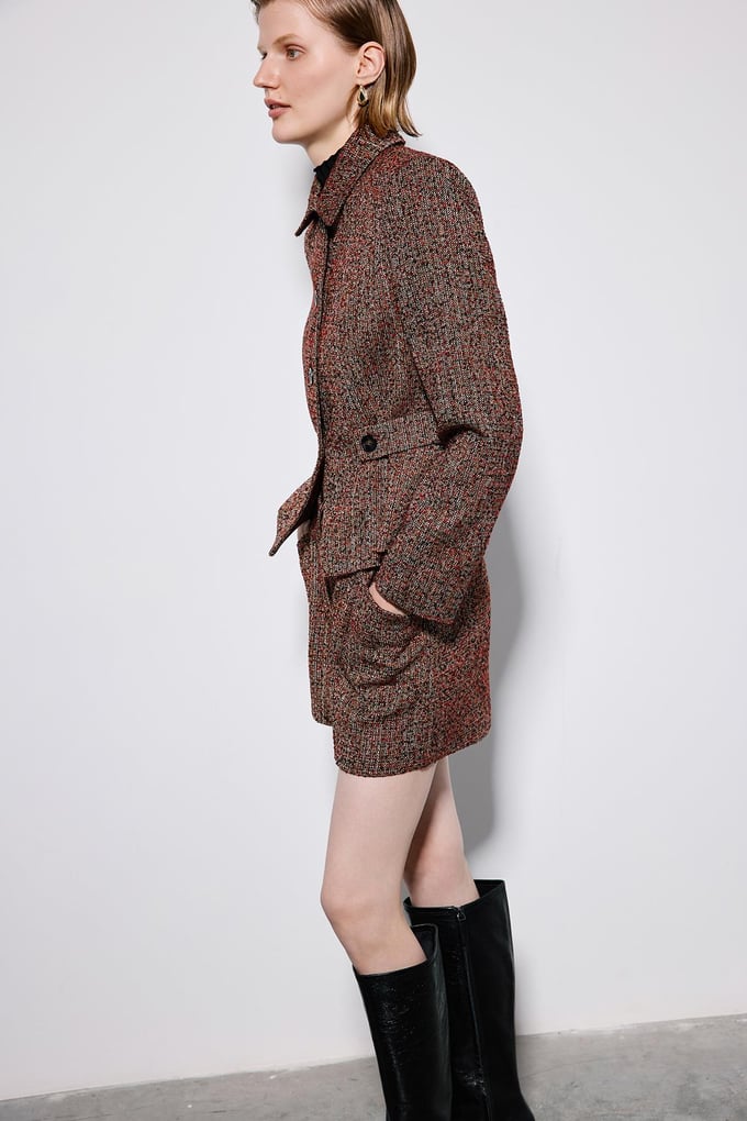 Multicolor Tweed Blazer With Button Detail
