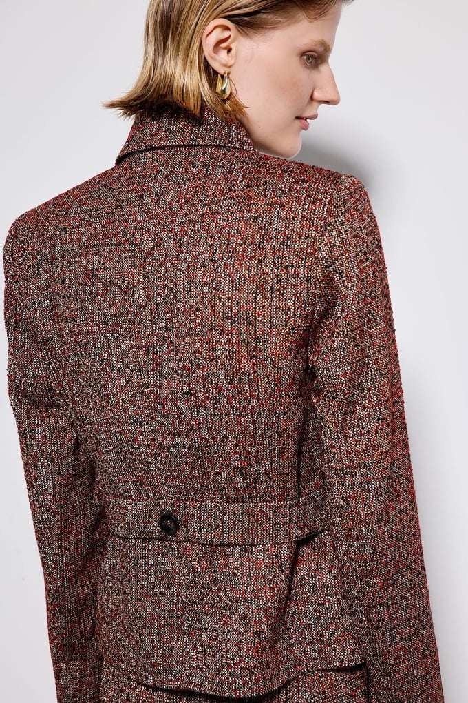Multicolor Tweed Blazer With Button Detail