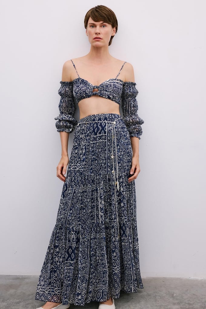 Off-Shoulder Navy Crop Bustier