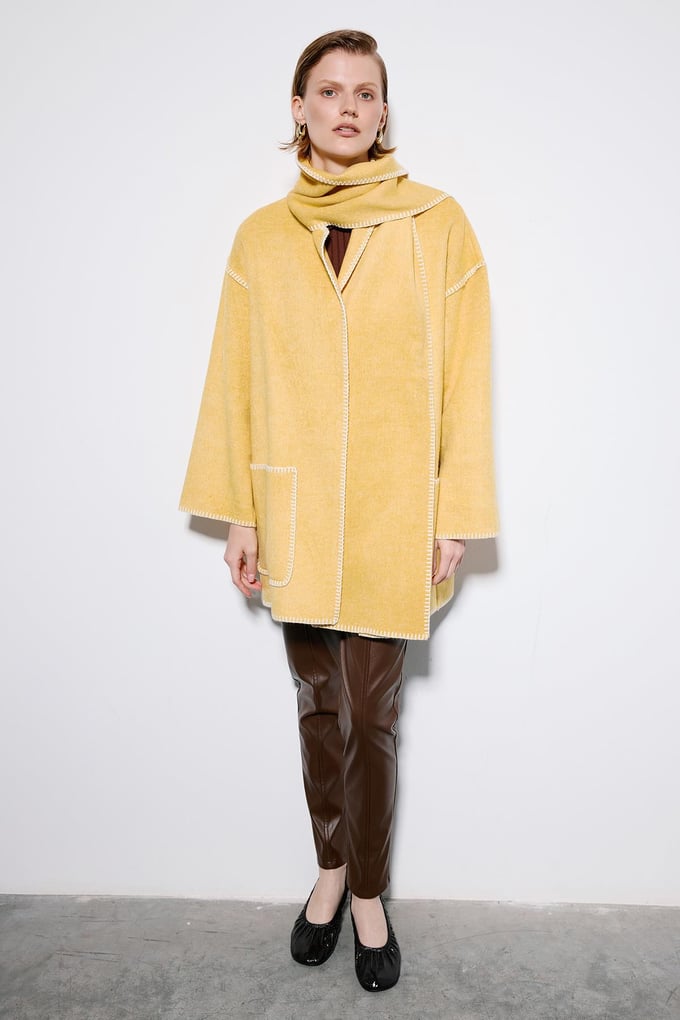 Yellow Coat With Dropped Shoulders