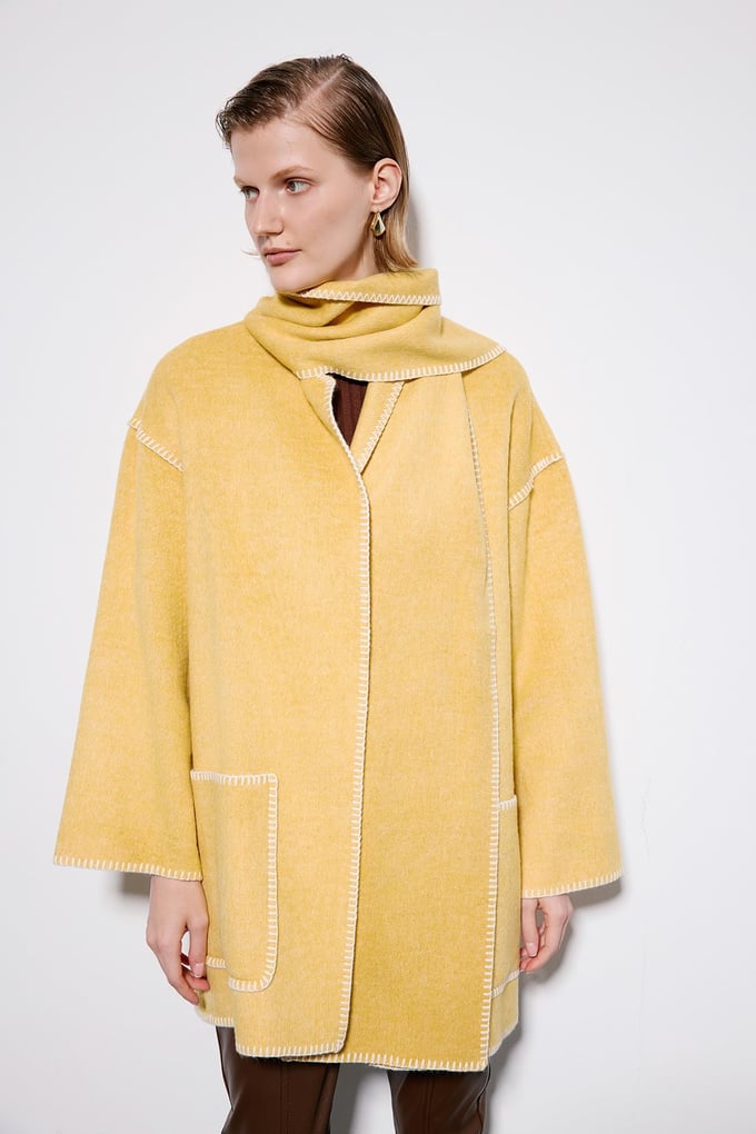 Yellow Coat With Dropped Shoulders