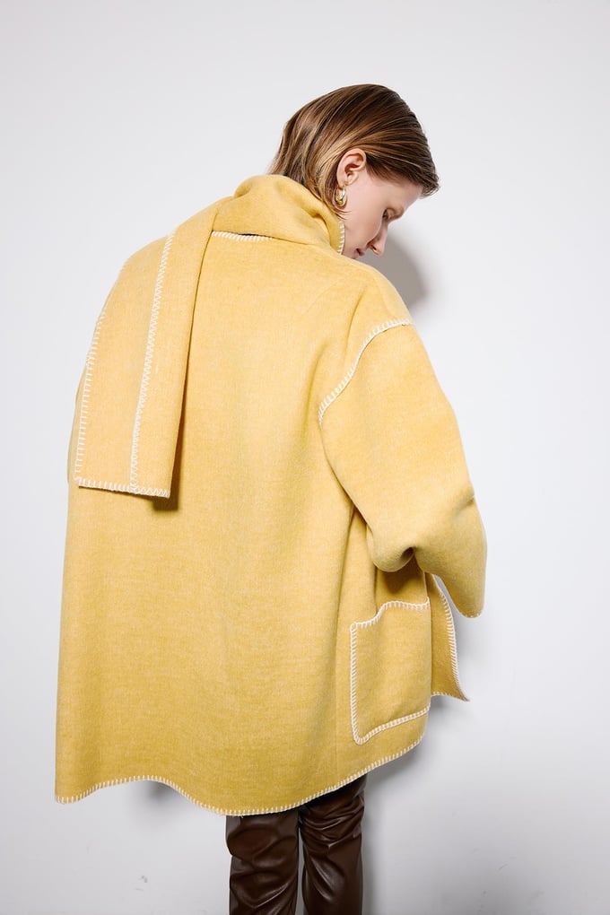 Yellow Coat With Dropped Shoulders