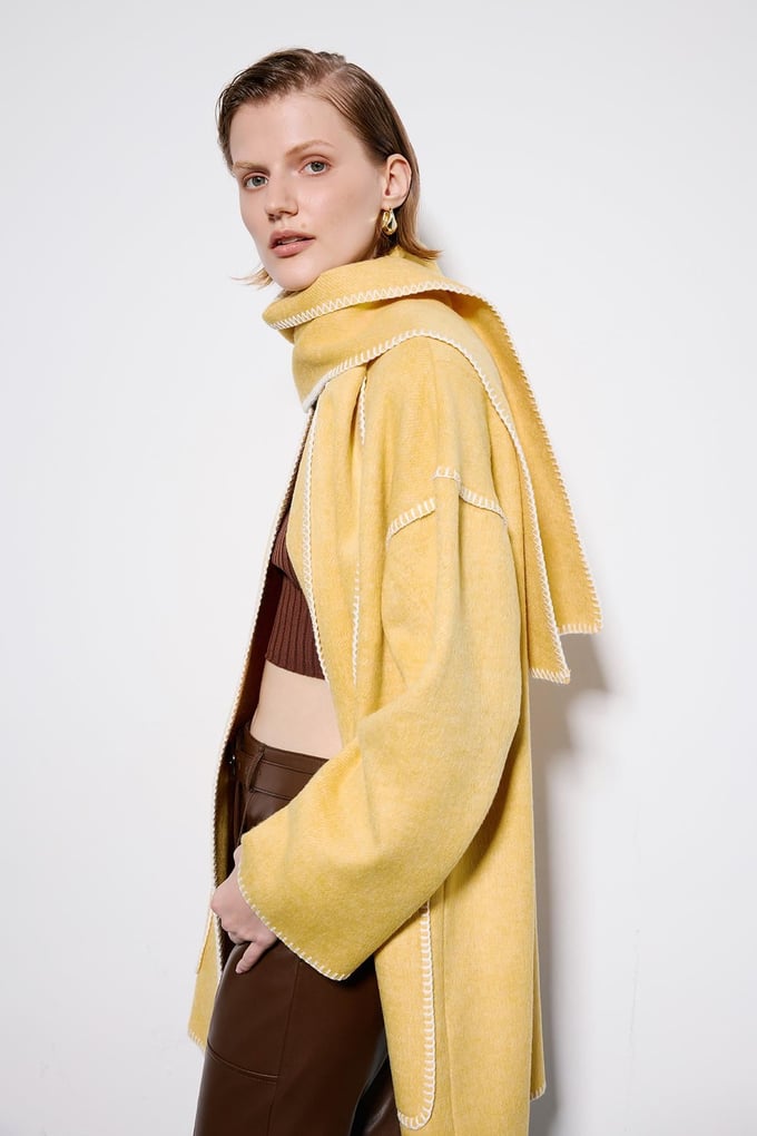Yellow Coat With Dropped Shoulders