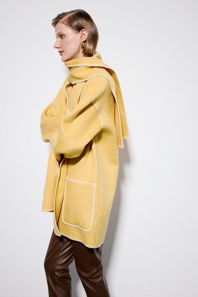 Yellow Coat With Dropped Shoulders