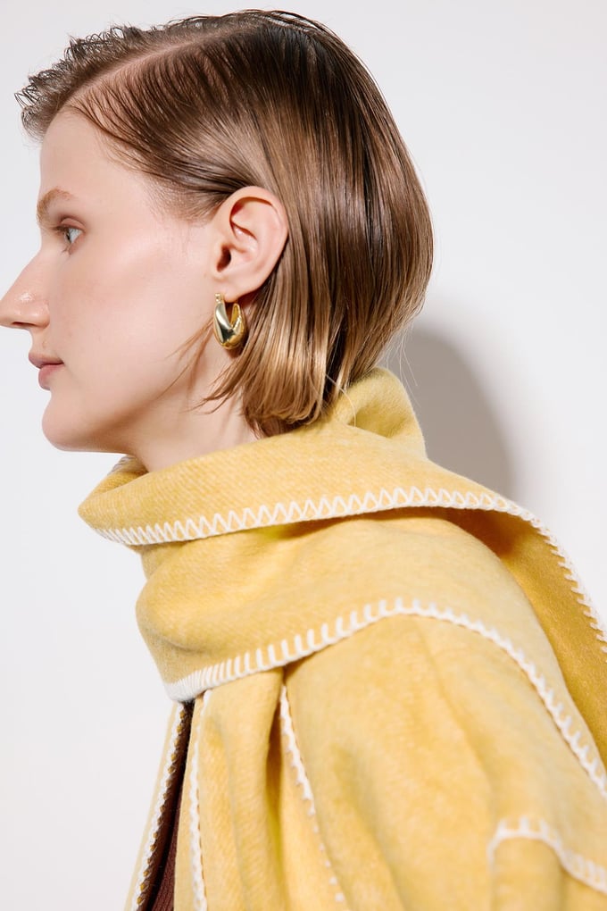 Yellow Coat With Dropped Shoulders