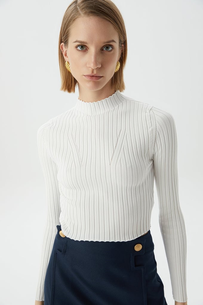 Ekru Basic Triko Top