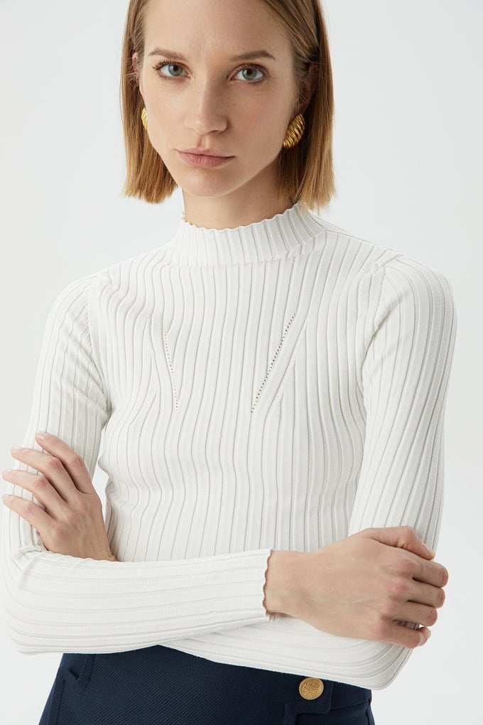 Ekru Basic Triko Top