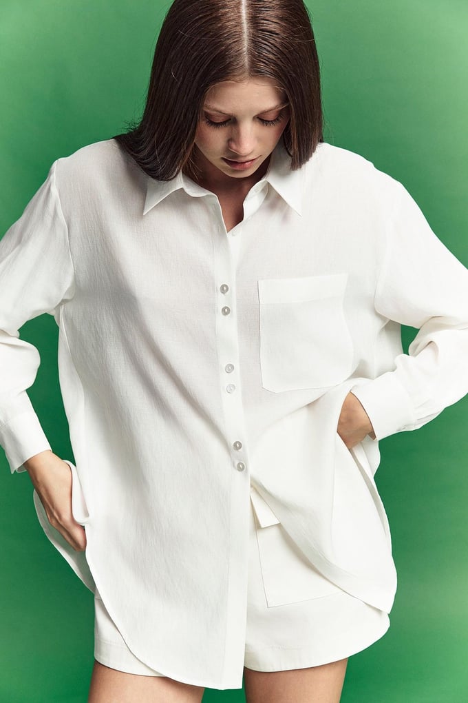 Ekru Oversize Gömlek