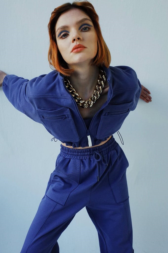 Fermuarlı Crop Sweatshirt