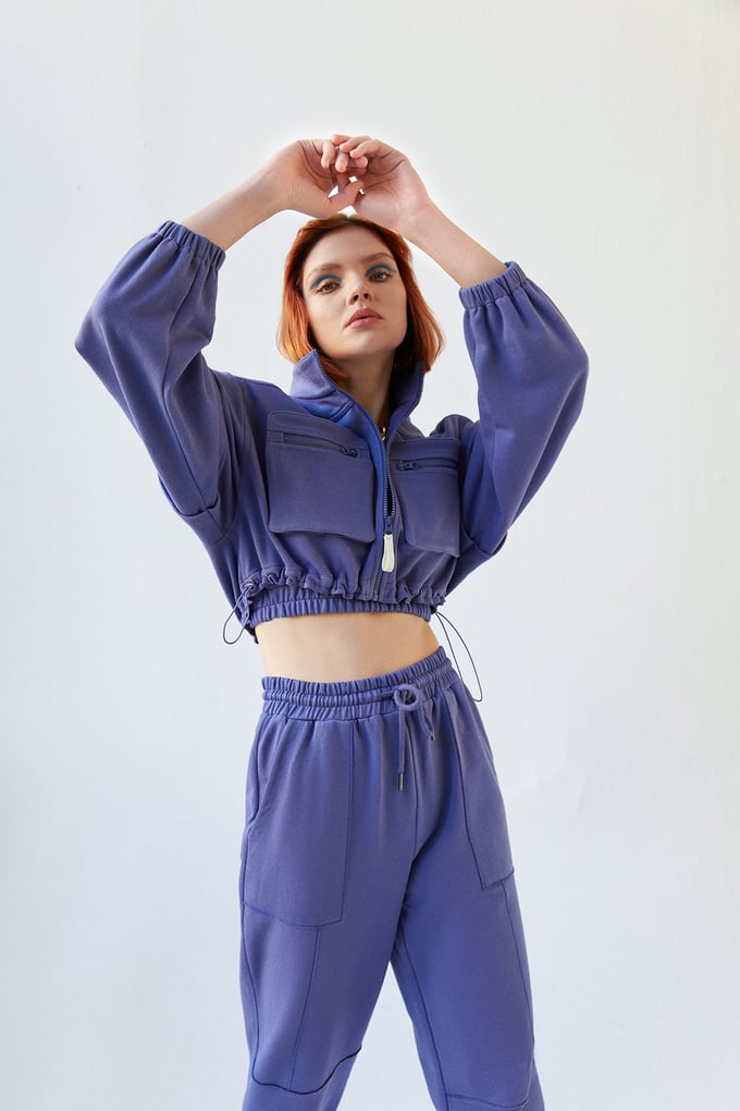 Fermuarlı Crop Sweatshirt