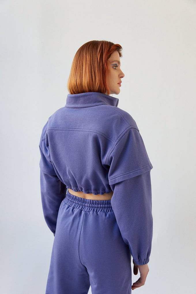 Fermuarlı Crop Sweatshirt