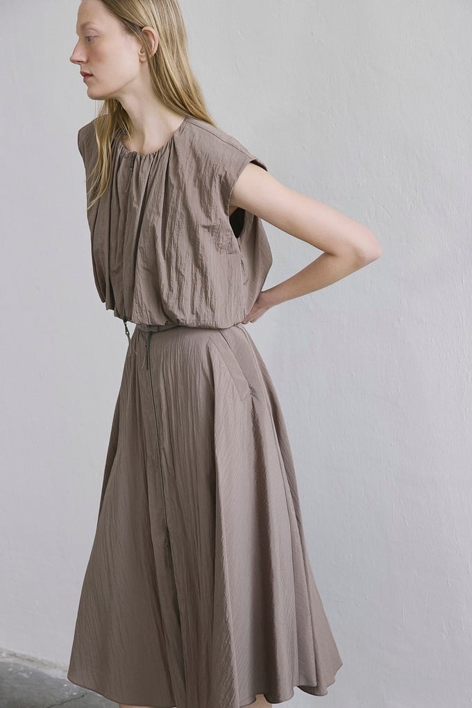 Zippered Drop Shoulder Camel Vest