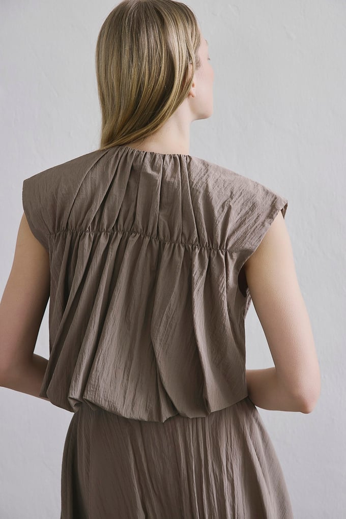 Zippered Drop Shoulder Camel Vest