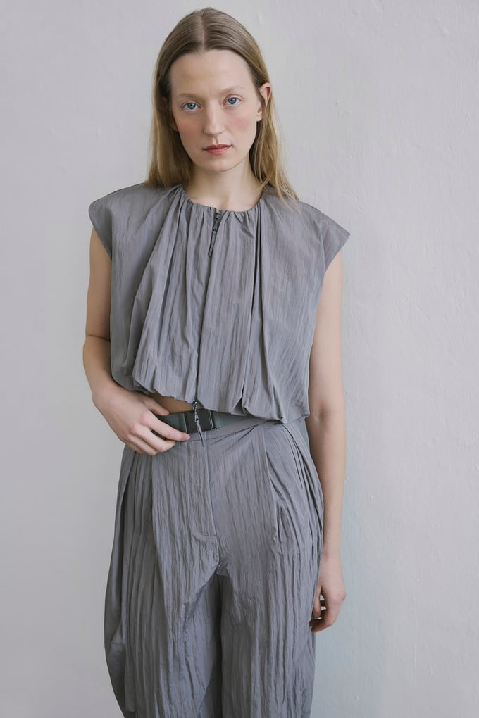 Zippered Drop Shoulder Mink Vest