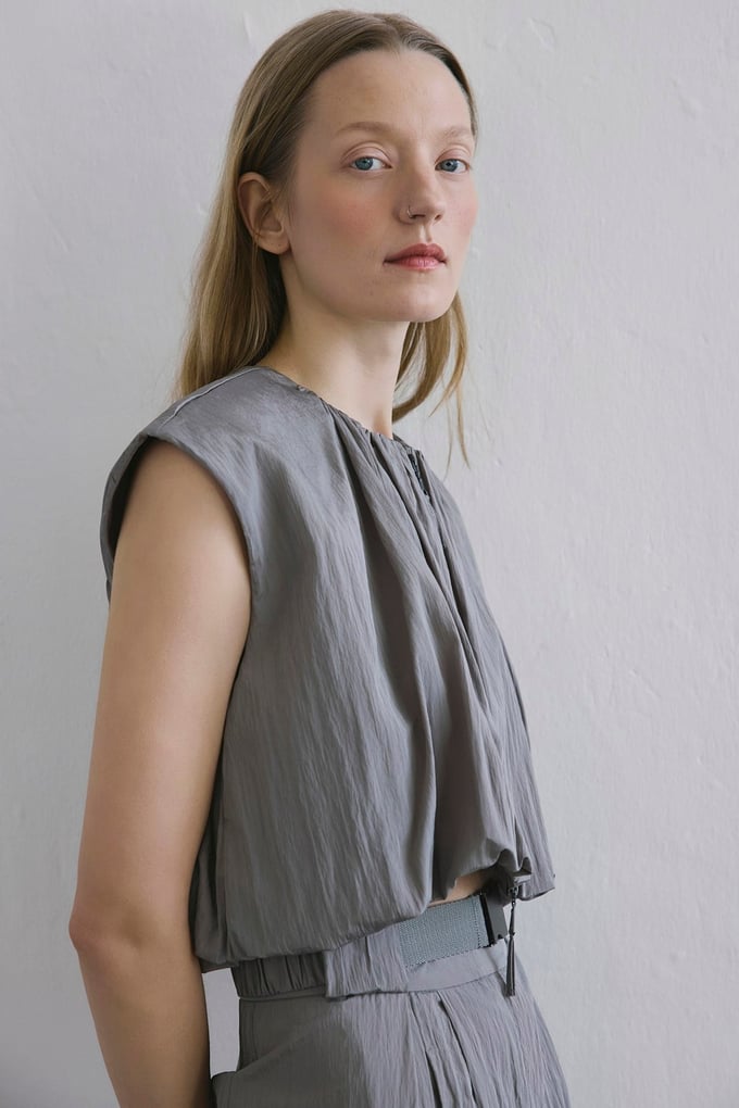 Zippered Drop Shoulder Mink Vest