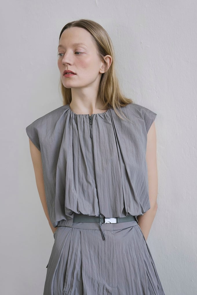 Zippered Drop Shoulder Mink Vest