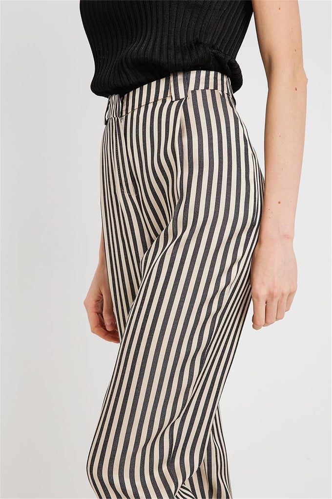 Fr18Sm640 Çizgili Pantolon Blackcream