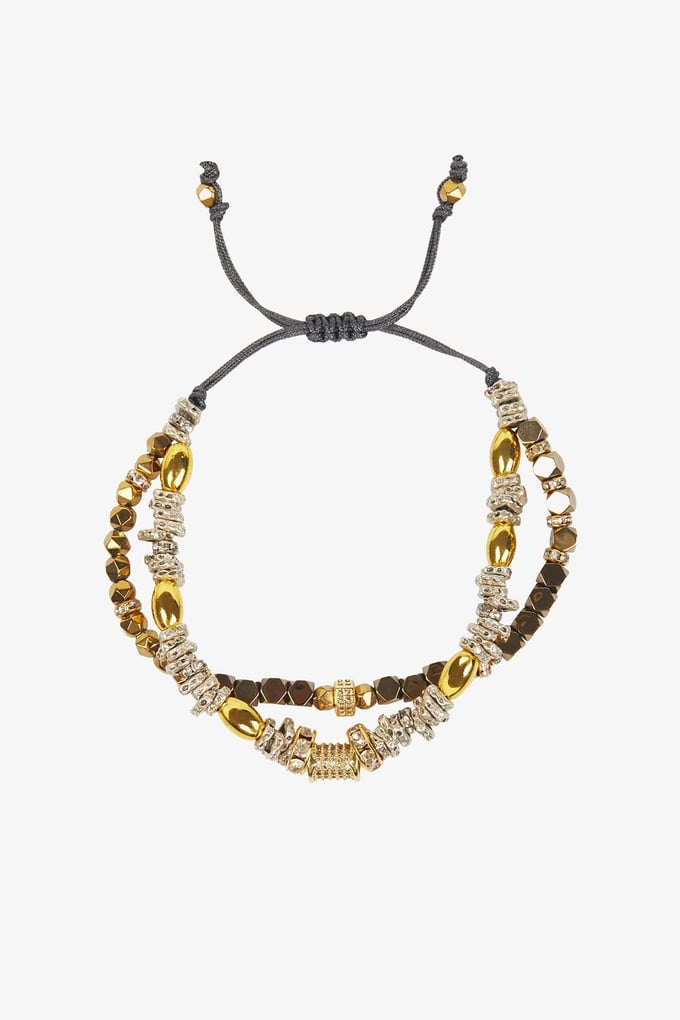 Geometrik Detaylı Gold Gümüş Bileklik