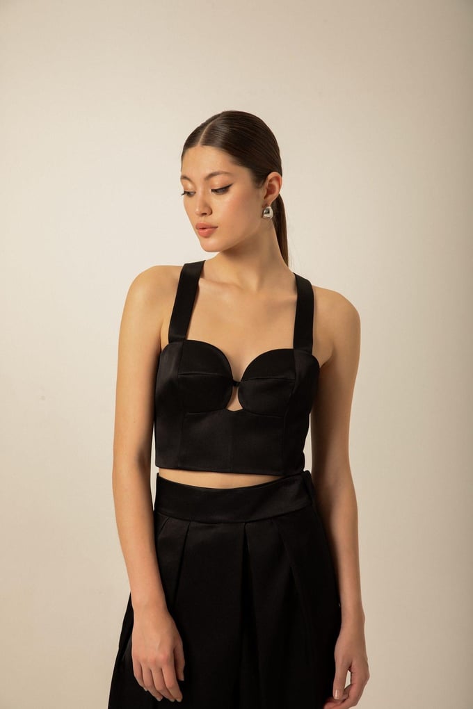 Cups Brown Satin Bustier