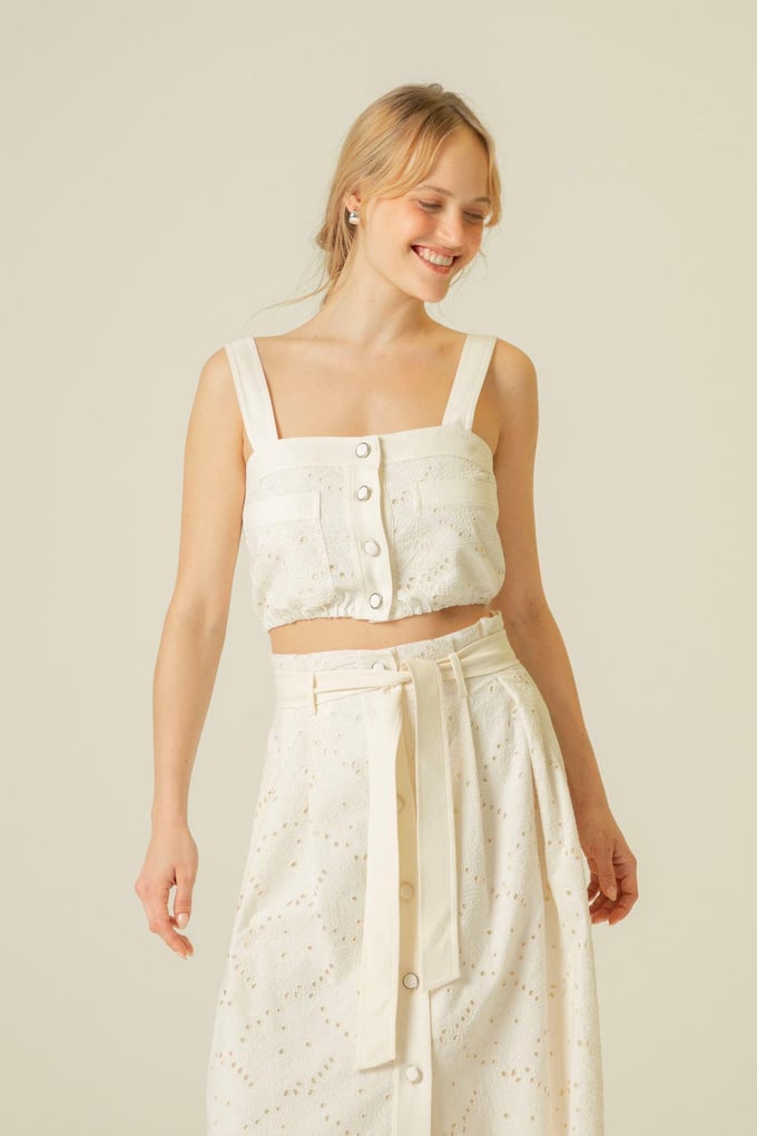 Guipure Detailed Ecru Bustier