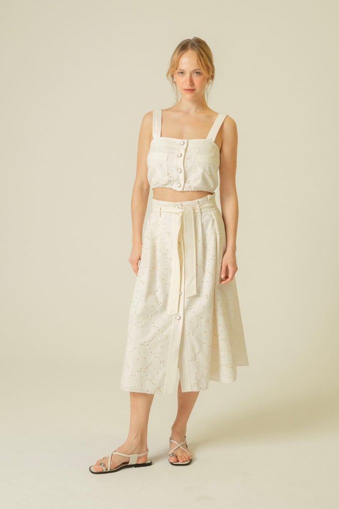 Guipure Detailed Ecru Bustier