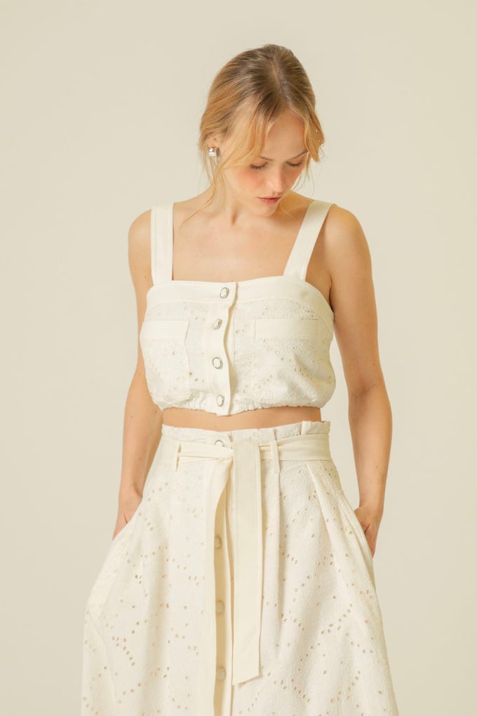 Guipure Detailed Ecru Bustier