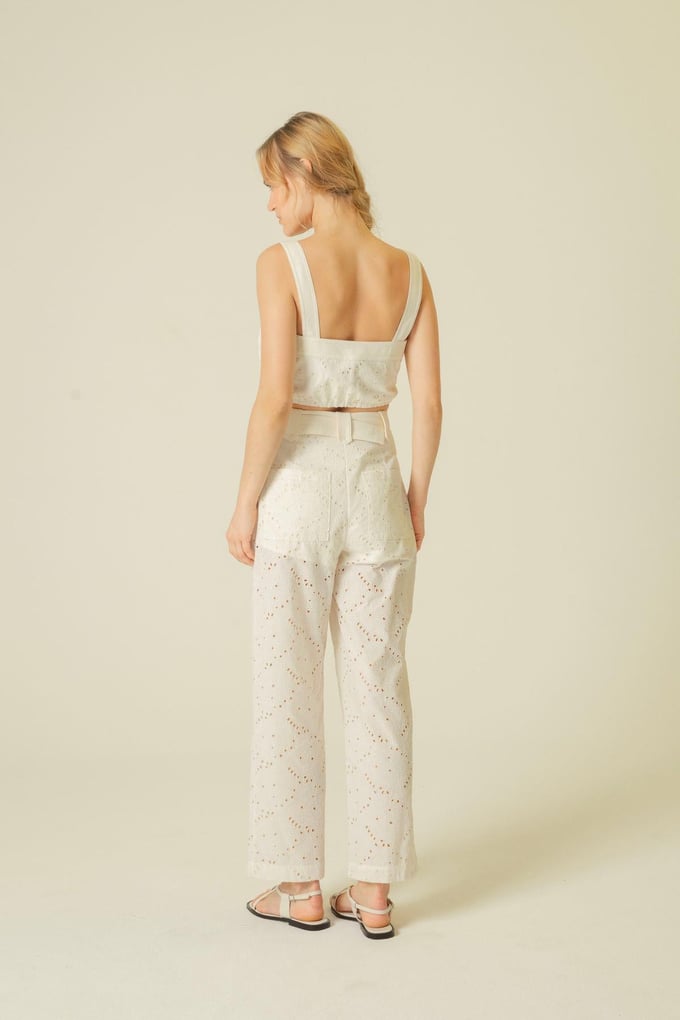 Guipure Detailed Ecru Trousers