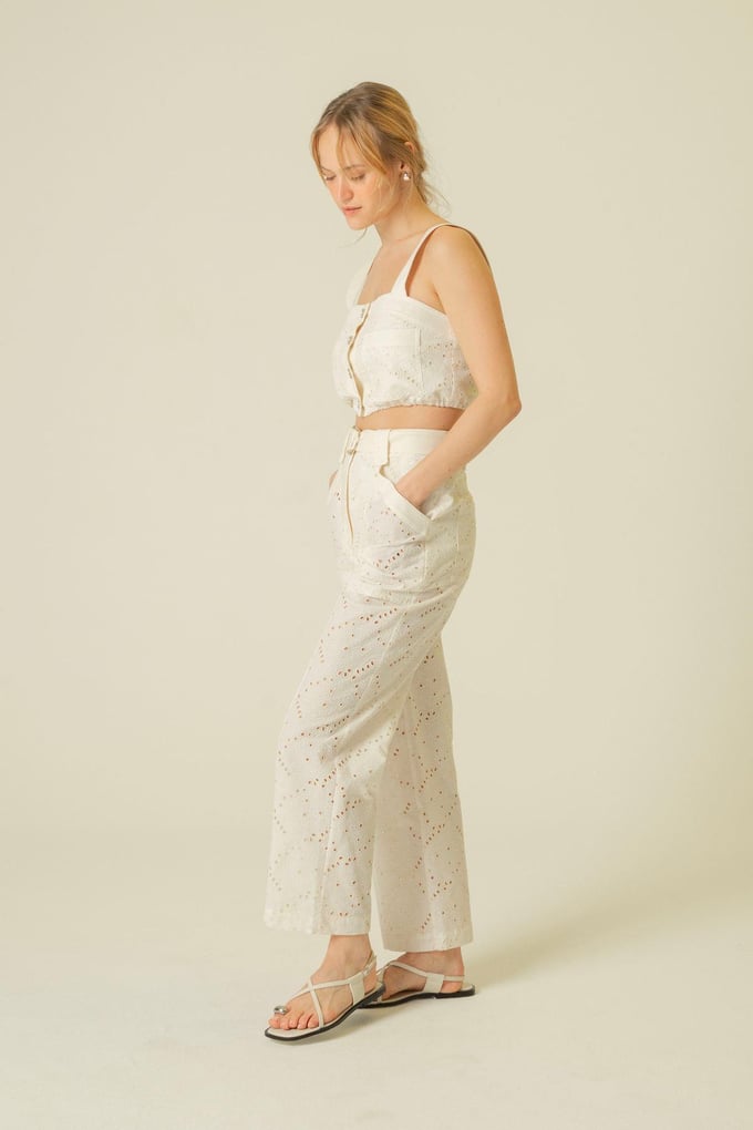 Guipure Detailed Ecru Trousers