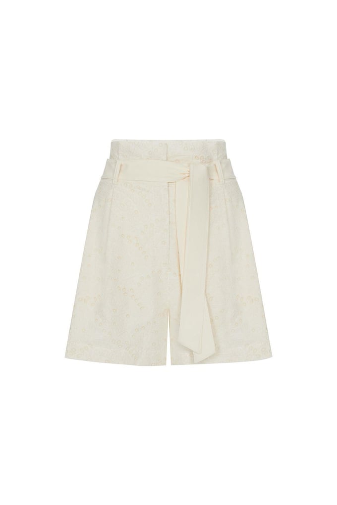 Guipure Detailed Ecru Mini Shorts