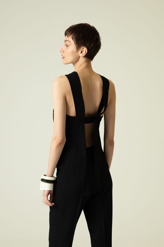 Halter Neck Black Blouse