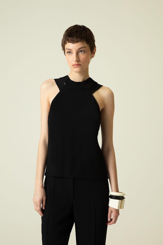 Halter Neck Black Blouse