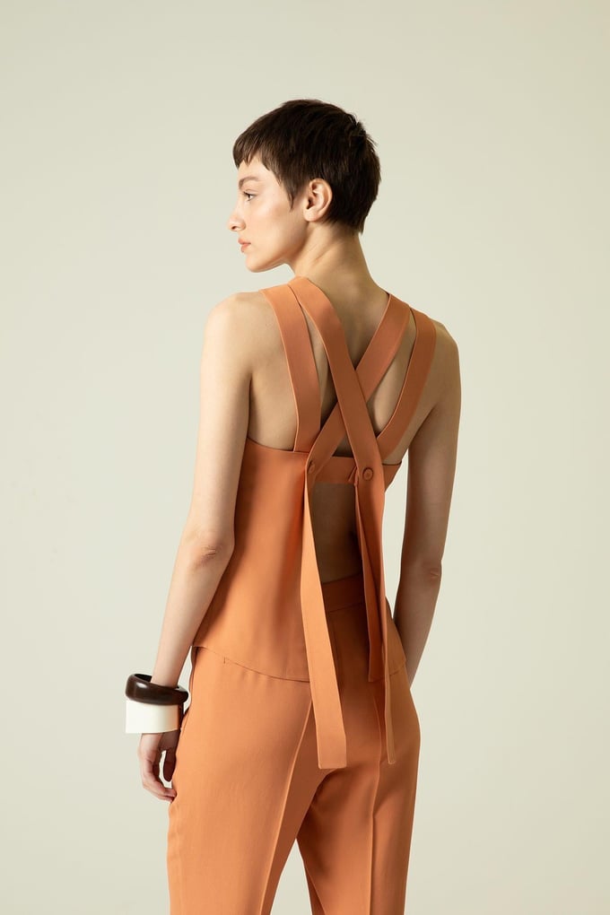 Halter Neck Salmon Blouse