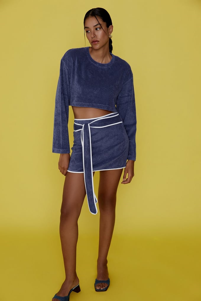 Havlu Kumaş Lacivert Sweatshirt