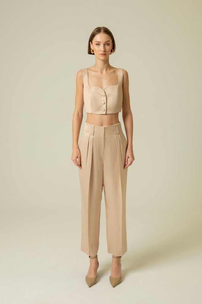 Carrot Leg Beige Pants