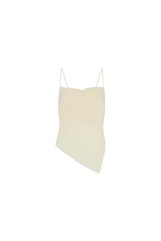 Thin Strap Asymmetric Ecru Blouse