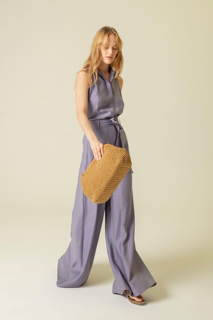 İnce Askılı Rahat Form İndigo Crop Top