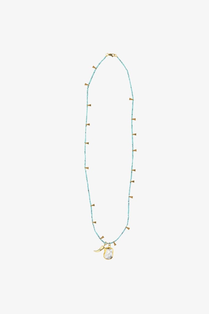 Pearl Detailed Turquoise Necklace  