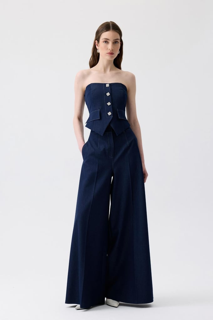 İspanyol Paça Denim Lacivert Pantolon