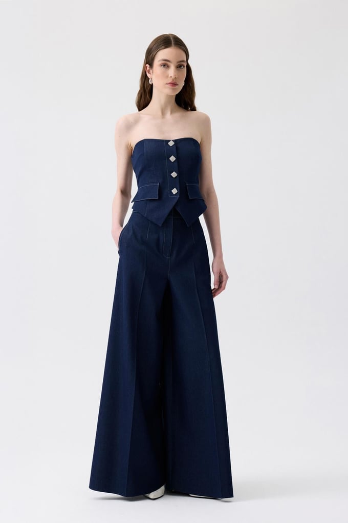 İspanyol Paça Denim Lacivert Pantolon