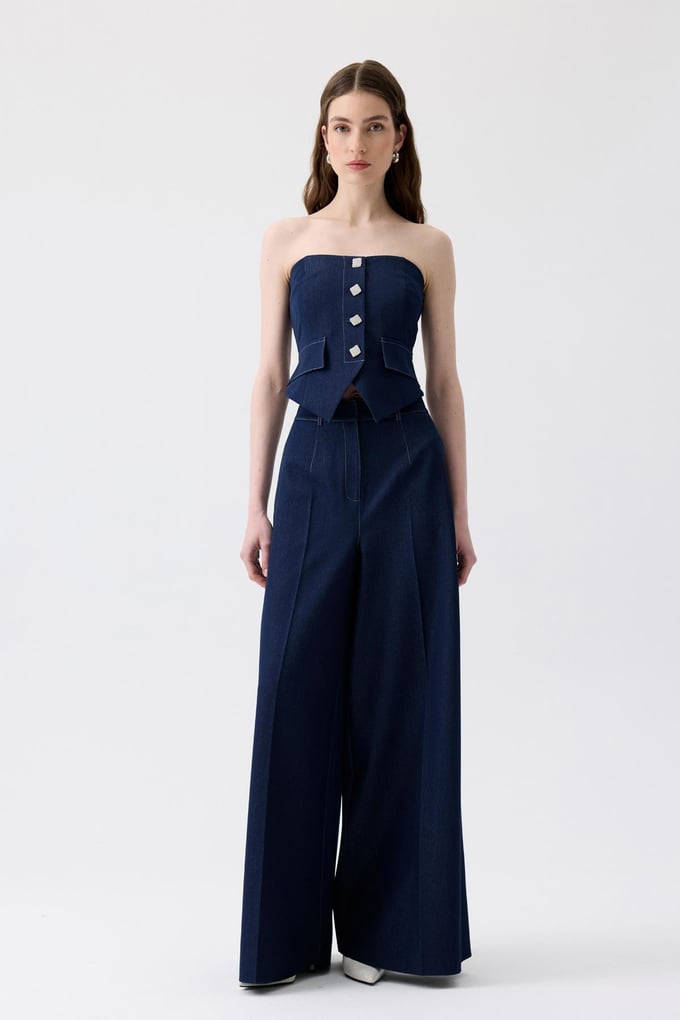 İspanyol Paça Denim Lacivert Pantolon